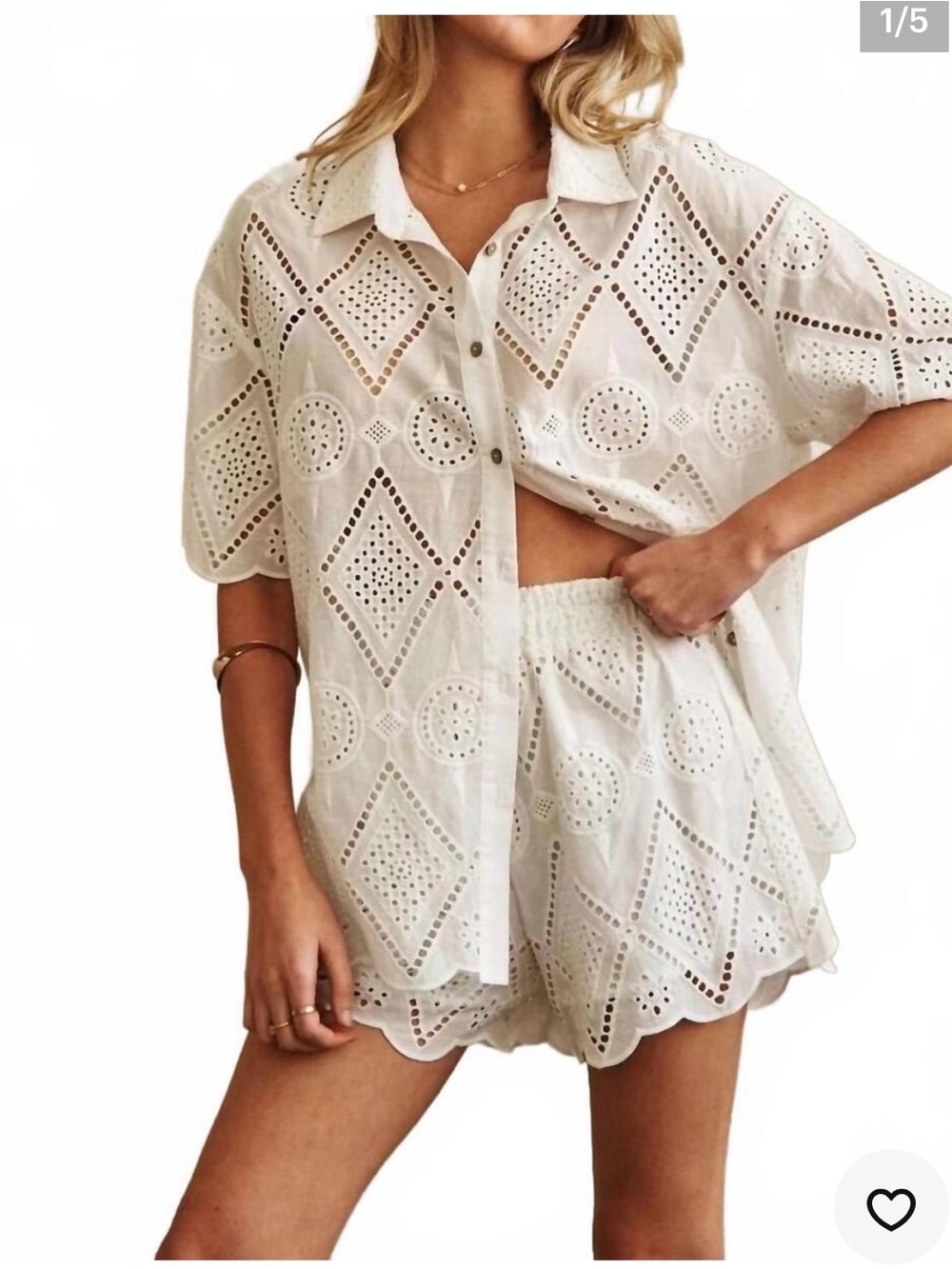 Mellow eyelet shorts set